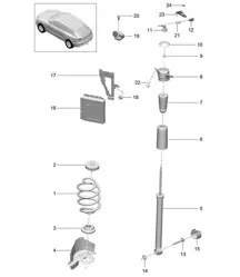 Stahlfederaufhängung / Federbein komplett (PR:1BA,1BH) 95B.1 Macan 2014-18