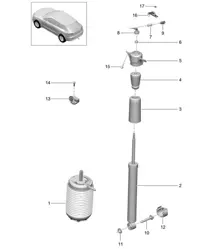 Ressort pneumatique / jambe de suspension, complet (PR:1BK) 95B.1 Macan 2014-18