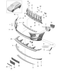 Paraurti anteriore - Base (PR:DD7,DU0, D43,D1V,DM0, D51,D50,DQ5) - 95B.1 Macan 2.0L / 3.0L / 3.0L Diesel 2014-18