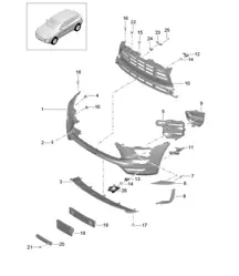 Front bumper - GTS and Sport Design package (PR:2D1,2D2, 2D5,2D6) - 95B.1 Macan 2014-18