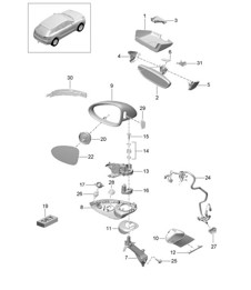 Specchio interno / Specchio esterno / Accessori (PR:6FG) 95B.1 Macan 2014-18 Specchio interno / Specchio esterno / Accessori (PR:6FG) 95B.1 Macan 2014-18