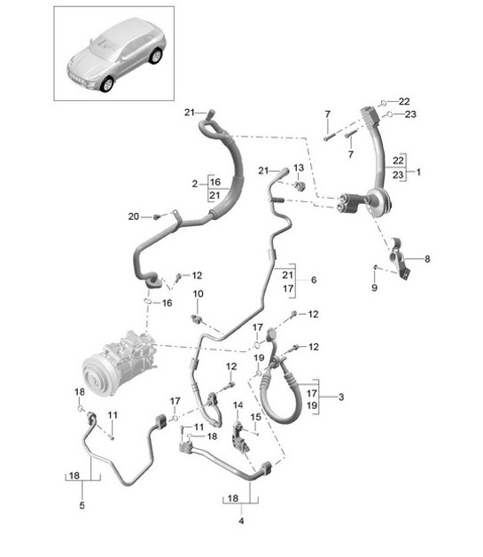 Kältemittelkreislauf R1234YF (Modell: V6 TDI PR:KK3,D1V, D51,D43,DD7) 95B.1 Macan 3.6L V6 TDI 2017>>