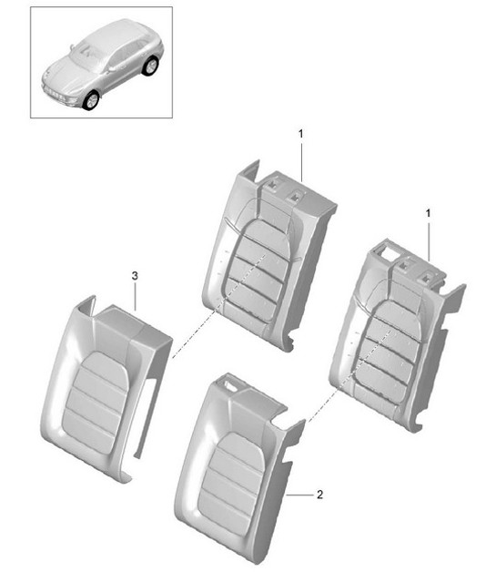 Schaumteil / Rücksitzlehne / Lehnenbezug 95B.1 Macan 2014-18
