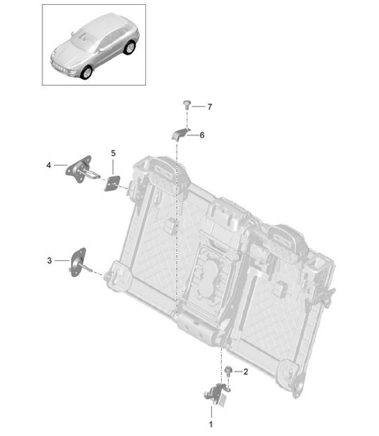 Halterung Lehne und Rahmen für Sitz / Befestigung / Befestigungsmaterial 95B.1 Macan 2014-18