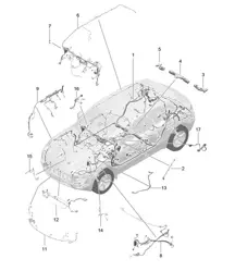 Kabelset / Passagiersruimte / Bumper / Voorkant / Antiblokkeerremsysteem. -abs- / slijtage-indicatie remblokken / Vooras 95B.1 Macan 2014-18