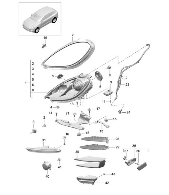 Diagram 905-000 Porsche Cayenne S/GTS 4.8L 2007>> Electrical equipment