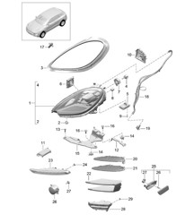 Faro LED / Repetidor de intermitentes / Luz de posición lateral (PR:8EX,8EY, 8IS) 95B.1 Macan 2017&gt;&gt;