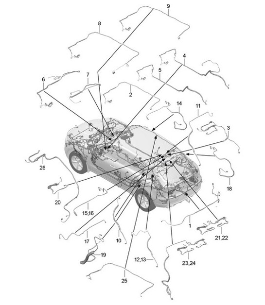 Diagram 911-012 Porsche Cayman 987C/981C (2005-2016) Electrical equipment