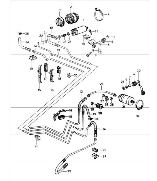 Diagram 201-05 Porsche Cayenne Turbo S 4.5L 2006>> Fuel System, Exhaust System