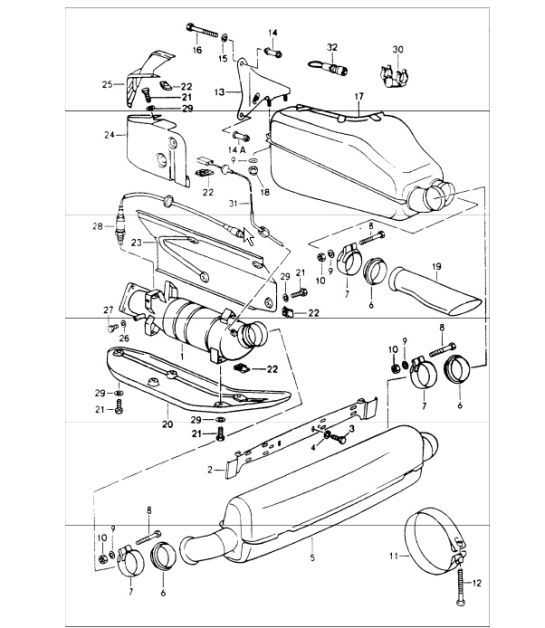 Diagram 202-00 Porsche 996 (911) (1997-2005) Fuel System, Exhaust System