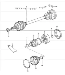 arbre de transmission 964 CARRERA 4 / TURBO-LOOK CARRERA 4 1989-94