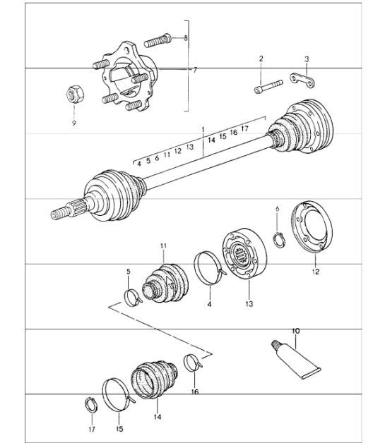 Diagram 501-05 Porsche 911 1978-1989 3.3L Turbo (930) Rear Axle