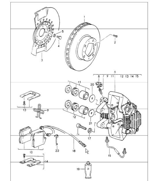 Diagram 602-01 Porsche 997 GT2 2007>> Wheels, Brakes