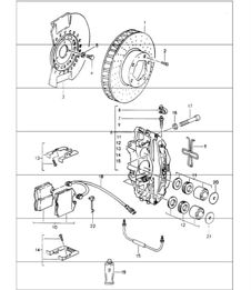 Freno de disco eje delantero 964 TURBO, TURBO 3,6, TURBO-LOOK CARRERA 2 y CARRERA RS 1989-94 Freno de disco eje delantero 964 TURBO, TURBO 3,6, TURBO-LOOK CARRERA 2 y CARRERA RS 1989-94