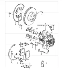 disc brake rear axle 964 CARRERA 4 and TURBO-LOOK CARRERA 4 1989 ONWARDS