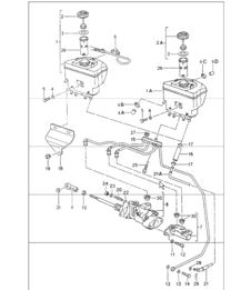 depósito de líquido de frenos, bomba de freno, servofreno 964 CARRERA 4, TURBO, TURBO-LOOK, CARRERA RS 1989-94 depósito de líquido de frenos, bomba de freno, servofreno 964 CARRERA 4, TURBO, TURBO-LOOK, CARRERA RS 1989-94