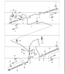 brake lines, front axle, underbody, rear axle 964 1989-94