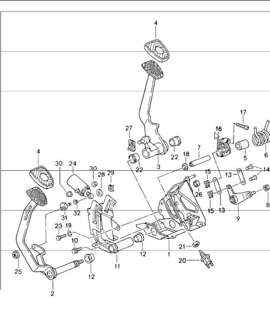 Diagram 702-02 Porsche Macan GTS Petrol 3.0L V6 360Bhp Hand Lever System, Pedal Cluster 