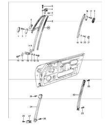 door glass frame 964 TARGA, CABRIO, SPEEDSTER 1989-94 door glass frame 964 TARGA, CABRIO, SPEEDSTER 1989-94