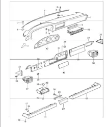 dashboard knee protection strip for cars without airbag 964 1989-94