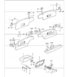 glove compartment for cars without airbag sun visors 964 1989-94