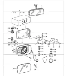 interior mirror, door mirror 964 CARRERA 2/4 UPTO 1991