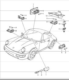 interior lights, luggage compartment lamp, engine compartment lamp 964 1989-94 interior lights, luggage compartment lamp, engine compartment lamp 964 1989-94