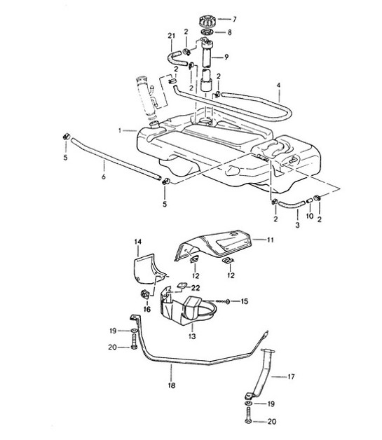 Diagram 201-000 Porsche Cayenne 3.2L V6 2003>> Fuel System, Exhaust System