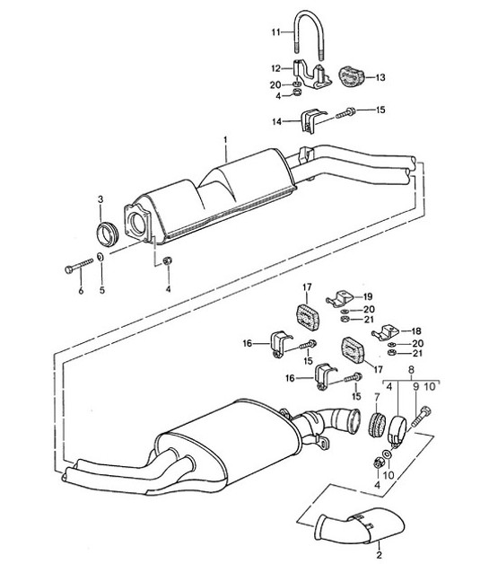 Diagram 202-005 Porsche Macan GTS 汽油 3.0L V6 360Bhp 燃油系统、排气系统