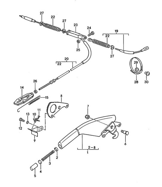 Diagram 701-010 Porsche Macan (95B) MK1 (2014-2018) Hand Lever System, Pedal Cluster