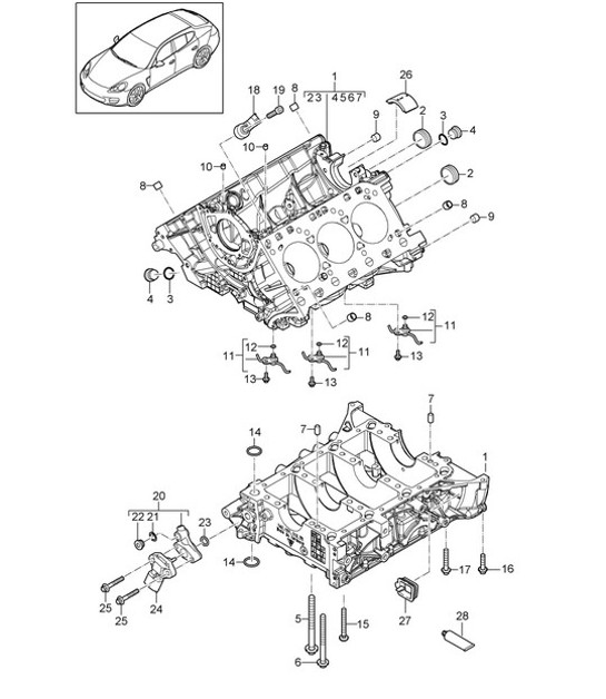 Diagram 101-042 Porsche Cayenne S V8 4.2L Diesel 382HP Engine