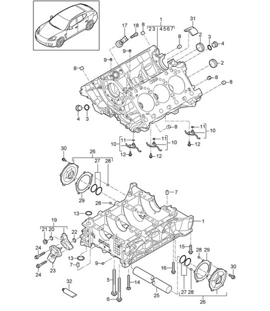 Diagram 101-045 Porsche Panamera 970 MK1 (2009-2013) Engine