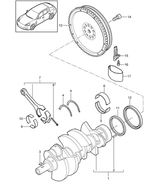 Diagram 102-012 Porsche Panamera 970 MK2 (2014-2016) Engine