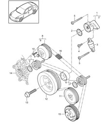 Belt tensioner / Belt drive (Model: 4620,4640, CWAA,CXNA) Panamera 970 (G1) 3.6L 2010-16 Belt tensioner / Belt drive (Model: 4620,4640, CWAA,CXNA) Panamera 970 (G1) 3.6L 2010-16