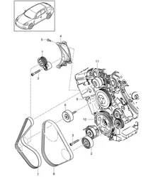 Tendeur de courroie / Entraînement par courroie (Modèle: CGEA,CGE, CGFA) Panamera 970 (G1) 3.0L HYBRID 2012-16