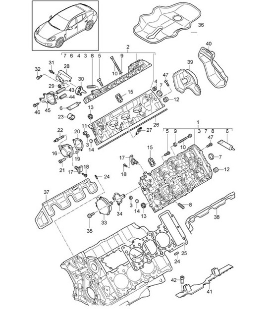Diagram 103-007 Porsche 997 Carrera 2 3.6L 2005 年>> 引擎