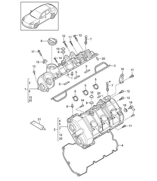 Diagram 103-021 Porsche Cayenne Coupe Turbo S E-Hybrid V8 4.0L 550Hp