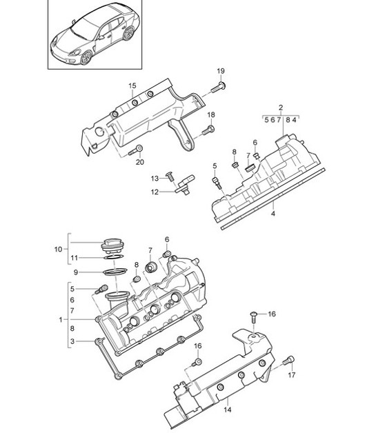 Diagram 103-025 Porsche Panamera 970 MK1 (2009-2013) Motor