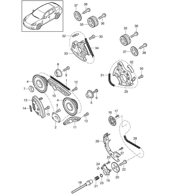 Diagram 103-075 Porsche Cayenne Turbo 4.5L 2003>> Engine