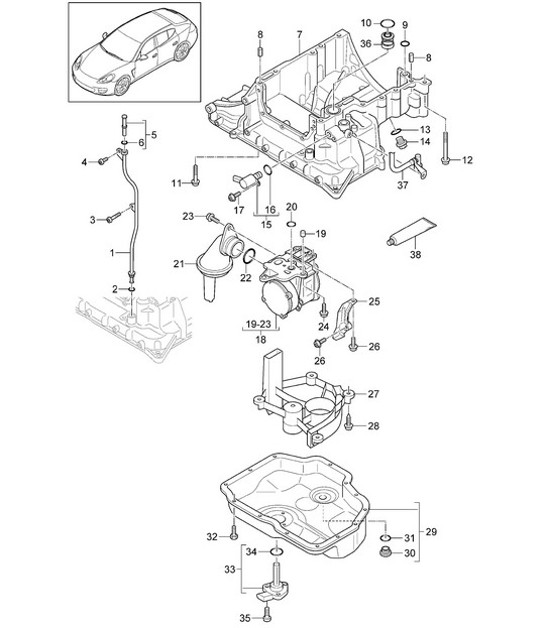 Diagram 104-050 Porsche Panamera 970 MK1 (2009-2013) Engine