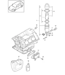 Filtre à huile / Console / Refroidisseur d'huile (Modèle: CGEA,CGE, CGFA) Panamera 970 (G1) 3.0L HYBRID 2012-16
