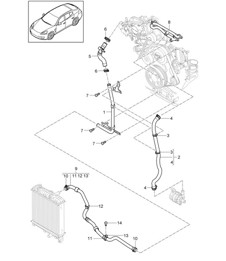 Sistema di raffreddamento del liquido di raffreddamento (Modello: CGEA,CGE, CGFA) Panamera 970 (G1) 3.0L HYBRID 2012-16