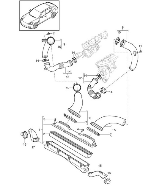 Diagram 106-010 Porsche Cayenne Turbo / Turbo S 4.8L 2007>> Engine