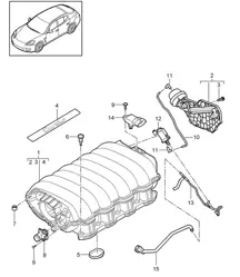 Distributeur d'air d'admission (Modèle : 4820,4840, 4870,CXPA, CXRA,CXR, CWBA,CWB, CWCA,CWC) Panamera 970 (G1) 4,8L 2010-16