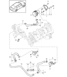 Abgasreinigungssystem mit Sekundärlufteinblasung (Modell: 4820,4840, 4870,CXPA, CXRA,CXR, CWBA,CWB, CWCA,CWC+ PR:165,7MM) Panamera 970 (G1) 4.8L 2010-16