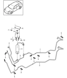 Fuel system / Fuel line / Fuel filter / Underbody (Model: CRCC,CRCB, CWJA) Panamera 970 (G1) 3.0L DIESEL 2012-16