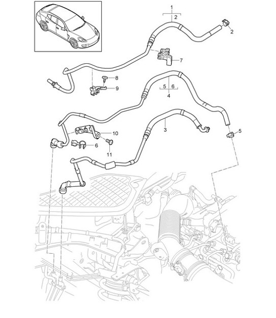 Diagram 201-035 Porsche Macan (95B) MK1 (2014-2018) Fuel System, Exhaust System