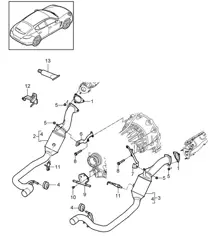 Impianto di scarico / Tubo di scarico con catalizzatore (Modello: CGEA,CGE, CGFA) Panamera 970 (G1) 3.0L HYBRID 2012-16