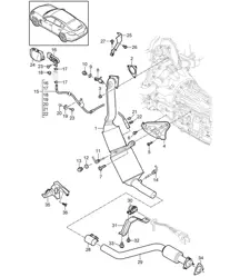 Système d'échappement / Tuyau d'échappement avec catalyseur / Filtre à particules diesel / Ligne de commande (Modèle: CRCC,CRCB, CWJA) Panamera 970 (G1) 3.0L DIESEL 2012-16