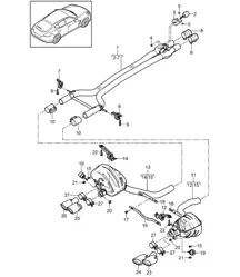 Impianto di scarico / Versione sportiva / Silenziatore anteriore / Silenziatore posteriore (PR:176,XLF) Panamera 970 (G1) 2014>>